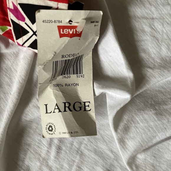 Vintage Dockers By Levis Red Geo 90's Button-Up Shirt L West Aztec Dead Stock - Picture 12 of 12